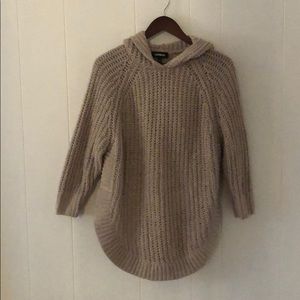 Express Tan Knit Hooded Sweatshirt